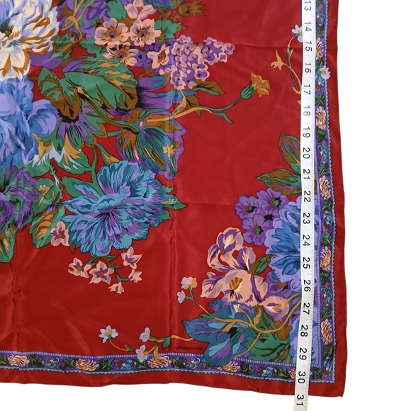 Vintage Liz Claiborne Floral 100% Silk Scarf - Picture 8 of 10